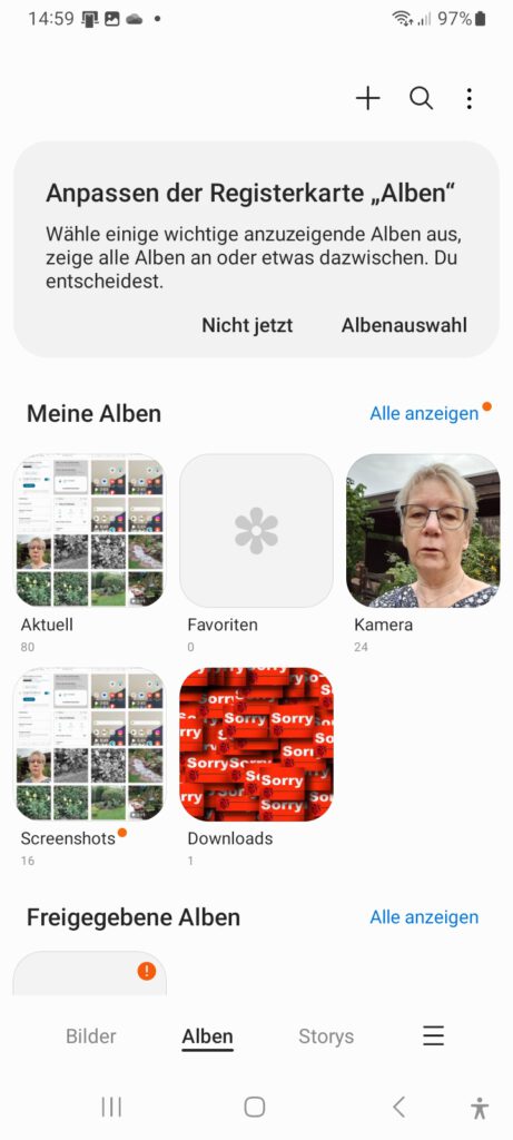 Automatisch angelegte Alben in der Galerie