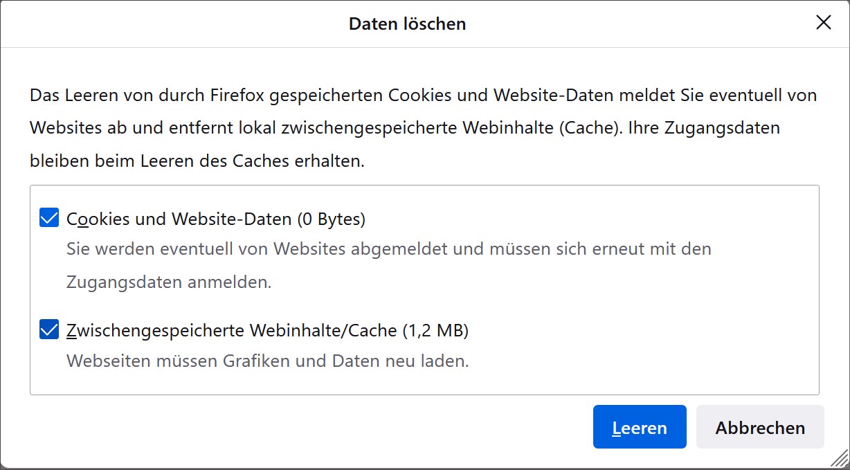 Cookies in Firefox löschen