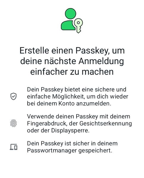 WhatsApp Passkey wählen