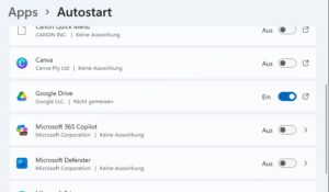 Einstellungen - Autostart