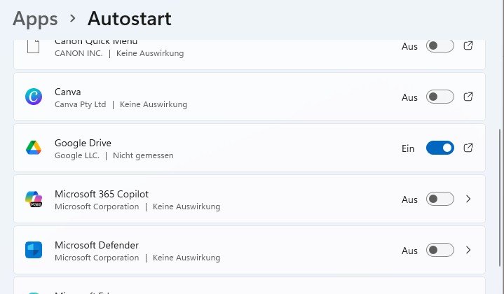 Einstellungen - Autostart
