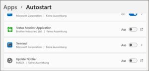 Einstellungen Autostart von Apps