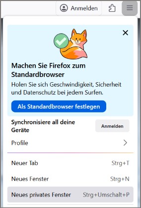 Inkognito-Modus FireFox
