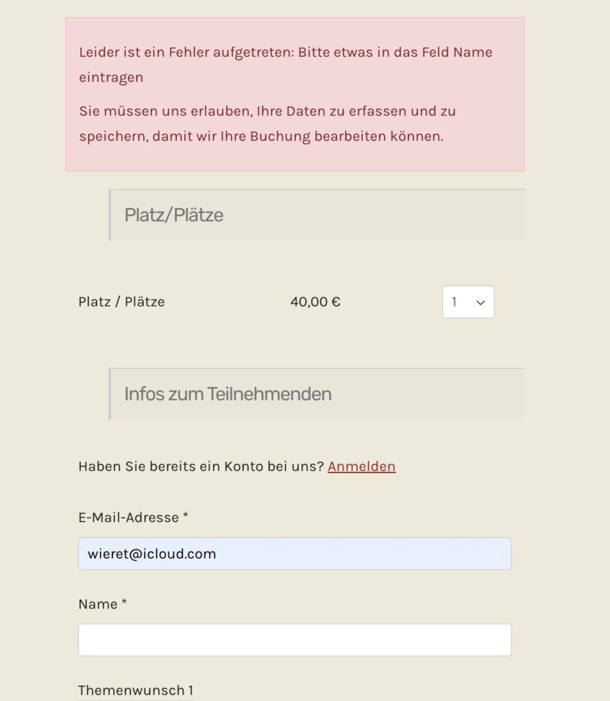 Fehlermeldung