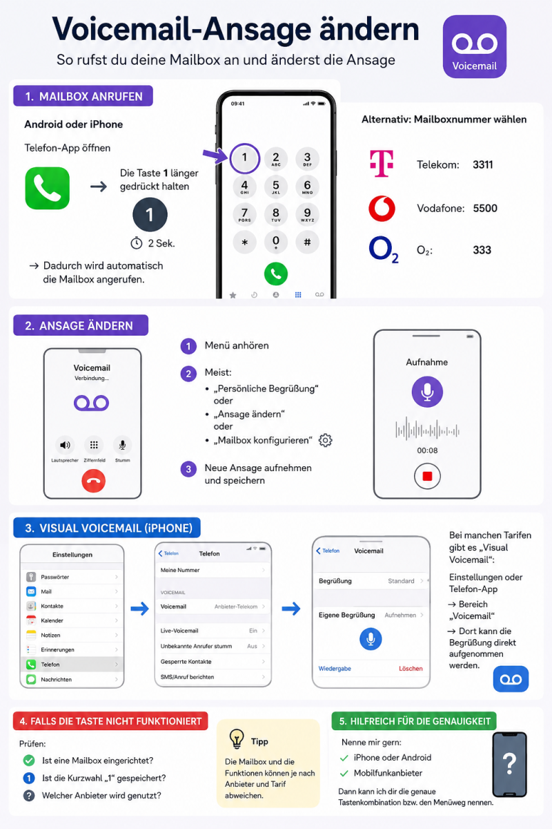 Ansage auf Smartphone ändern